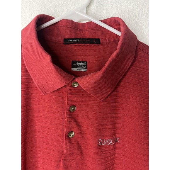 Nike Golf Tiger Woods Collection Polo Shirt Dri Fit Red Striped Mens Size XL - Picture 6 of 16